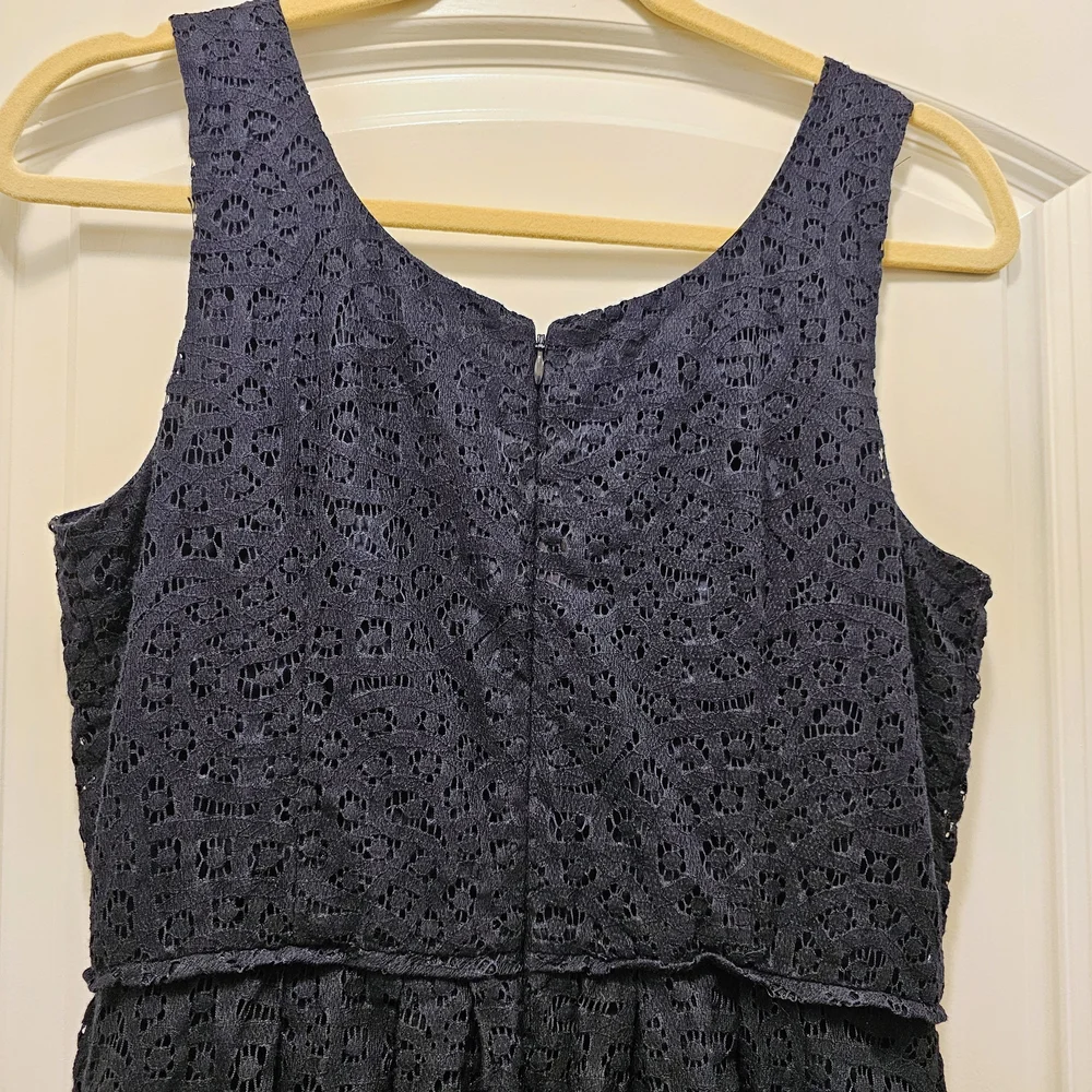 J.Crew Navy Lace Fit & Flare Dress Size 6 Sleeveless Scalloped Cocktail Wedding